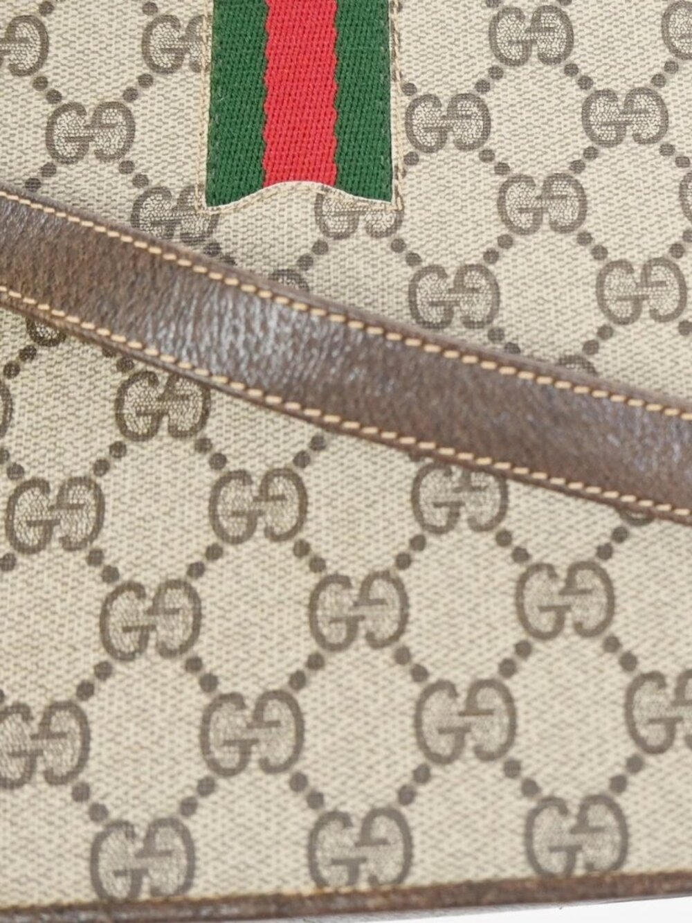 GUCCI Logo GG Pattern Sherry Flap Shoulder Bag PVC Leather Brown GHW 67KC907 - Picture 10 of 16